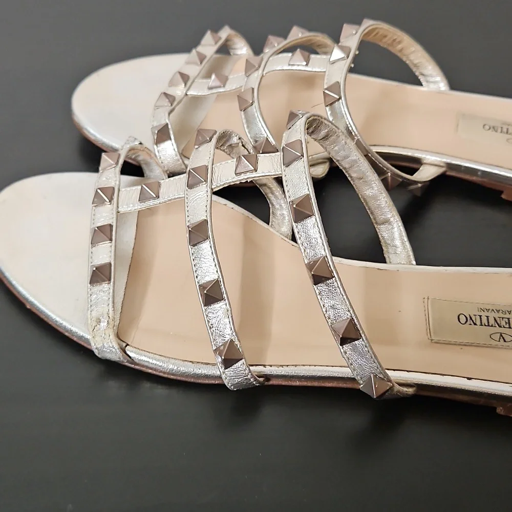 Valentino Garavani Rockstud Slide Sandals, Size 37 1/2 (7.5)
